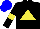 Silk - Black, yellow triangle, black sleeves, yellow armlets, blue cap