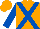 Silk - Orange, royal blue cross belts and sleeves, orange cap