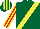 Silk - Dark green, yellow sash, red and yellow striped sleeves and cap