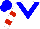 Silk - White, blue chevron, white sleeves, red hoops, blue cap