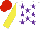 Silk - White, purple stars, yellow sleeves, red cap
