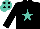 Silk - black, turquoise star, black spots on turquoise cap
