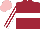 Silk - Maroon, white hoop, maroon and white striped sleeves, pink cap