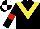 Silk - black, yellow chevron, red armbands, black and white quartered cap