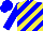 Silk - blue, yellow diagonal stripes, blue sleeves, blue cap