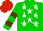 Silk - Greeen, white stars, green sleeves, brown hoops, red cap