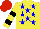 Silk - Yellow, blue stars, black hoops on yellow sleeves, red cap