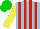 Silk - Light blue, red stripes, yellow sleeves, green cap