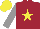 Silk - maroon, yellow star, grey sleeves, yellow cap