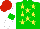 Silk - Green, yellow stars, white sleeves, green armbands, red cap