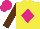 Silk - yellow with cerise diamond, brown sleeves, cerise cap