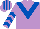 Silk - Mauve, royal blue chevron, royal blue chevrons on sleeves, striped cap