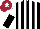 Silk - Black & white stripes, white & black halved sleeves, maroon cap, white star