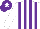 Silk - White body, garnet arms, purple striped, purple cap, white star