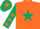 Silk - Orange, Dark Green star, Dark Green sleeves, Orange stars, Dark Green cap, Orange star