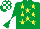 Silk - Emerald green, yellow stars, emerald green and white diabolo on sleeves, check cap