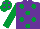 Silk - Purple, emerald green spots, emerald green sleeves, emerald green cap, purple spots