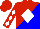 Silk - Red & blue halved diagonally, white diamond, white diamonds on sleeves, red cap