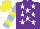 Silk - Purple, white stars, light blue sleeves, yellow hoops, yellow cap