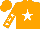 Silk - Orange, white star, white stars on sleeves, orange cap