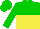 Silk - green, yellow halved horizontally