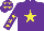 Silk - Purple, yellow star, yellow stars on sleeves, purple cap, yellow stars