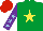 Silk - Emerald green, yellow star, purple sleeves, light blue stars, red cap