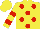Silk - Yellow, red dots, red bars on sleeves, yellow cap