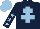 Silk - Dark blue, light blue cross of lorraine, light blue stars on sleeves, light blue cap