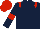 Silk - dark blue, red epaulettes, red armbands, red cap