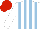 Silk - White, light blue stripes, red cap