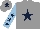 Silk - Grey, dark blue star, light blue arms, dark blue stars, grey cap, dark blue star