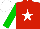 Silk - red , white star, green sleeves, white cap