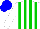 Silk - White, green stripes, white sleeves, blue cap
