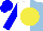 Silk - White and light blue halves, white mountains and yellow sun emblem, blue sleeves, blue cap