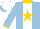 Silk - Light blue, white panel, gold star, collar, cuffs, white cap, light blue peak