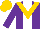 Silk - purple, white stripe, gold chevron, gold cap