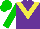Silk - Purple, yellow chevron, green sleeves, green cap