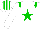 Silk - White, green epaulets, green star, white cap, green stripes