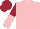 Silk - Pink, maroon and pink halved sleeves, maroon cap