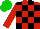Silk - Red and black checks, green cap