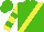 Silk - Kelly green, yellow sash, kelly green bars on yellow sleeves, kelly green cap
