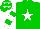 Silk - Green body, white star, white arms, green hooped, green cap, white stars