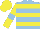 Silk - Light blue, yellow hoops, yellow sleeves, light blue armbands, yellow cap