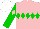 Silk - Pink, green diamond hoop, pink diamond on green sleeves, white cap