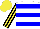 Silk - white, blue hoops, yellow and black stripes on sleeves, yellow cap