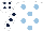Silk - white, light blue spots, dark blue spots on sleeves and cap