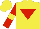 Silk - Yellow, red inverted triangle, yellow band on red sleeves