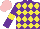 Silk - Purple, yellow diamonds, purple sleeves, yellow armbands, pink cap