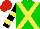 Silk - Green, yellow crossbelts, black sleeves, yellow hoops, red cap